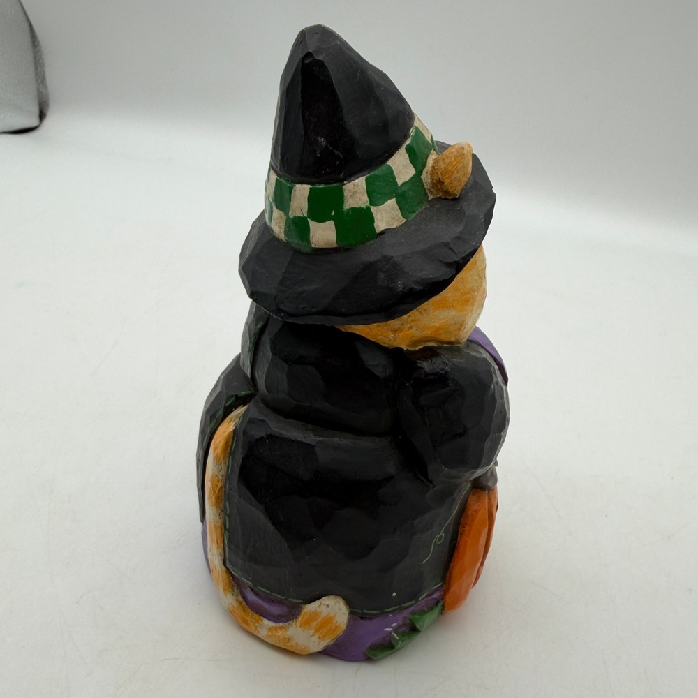 Eddie Walker Folk Art Halloween Cat Witch Figurine Resin Pumpkin Broom Decor - Picture 4 of 10